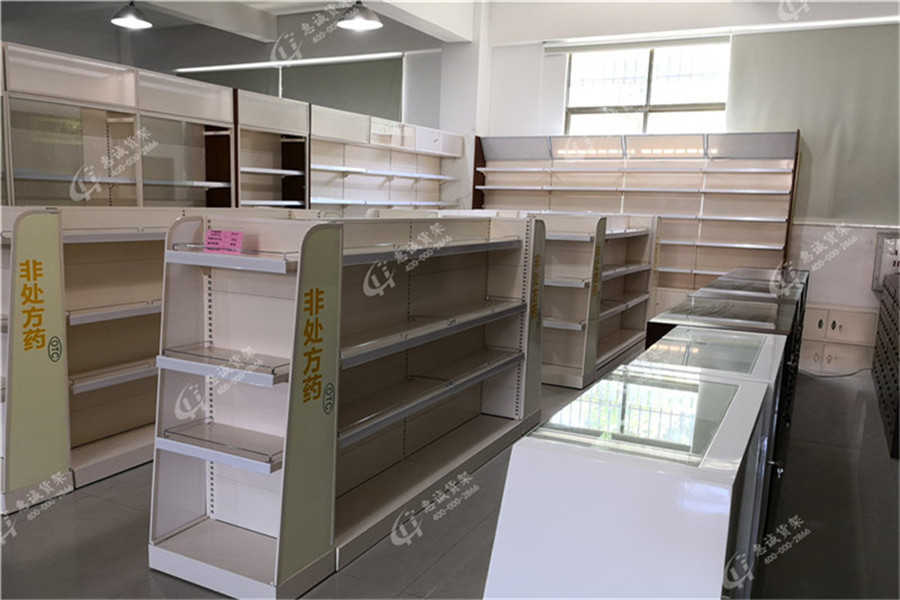 西药店货架展示图片