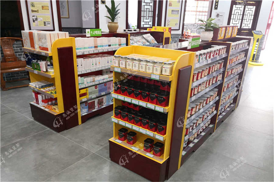 实木中药中岛货架