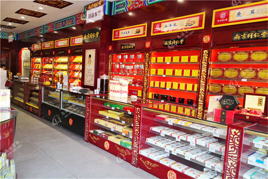 红实木中药货架