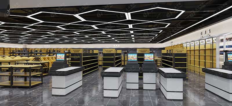 生鲜超市收银入口区域