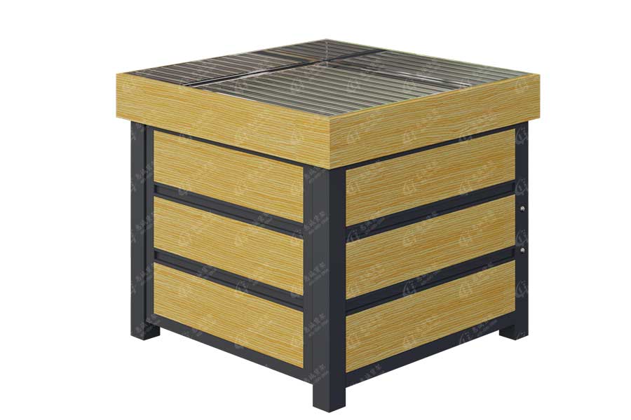  实木超市堆头-不锈钢滤水款