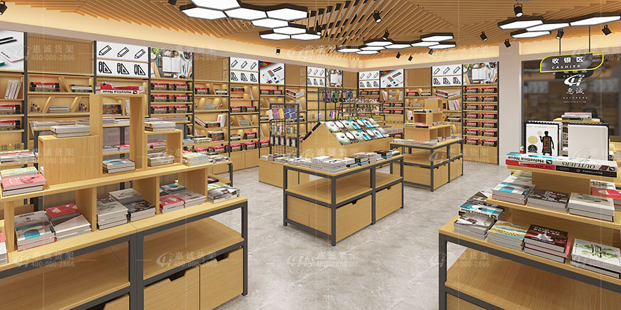 精品文具店货架整店效果图内部