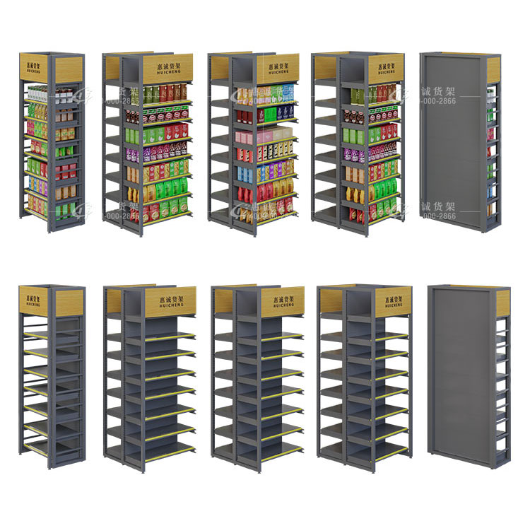 超市钢木结合货架图片1-5