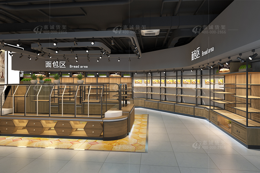 超市面包区货架图片1-2