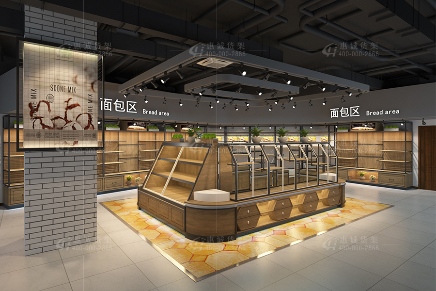 超市面包区货架图片1-1