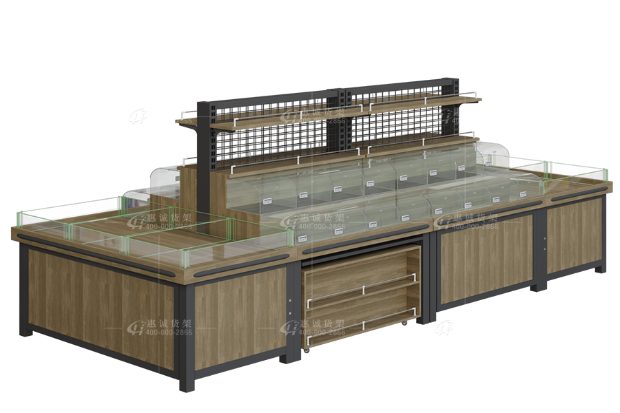 超市钢木中岛货架图片1-3