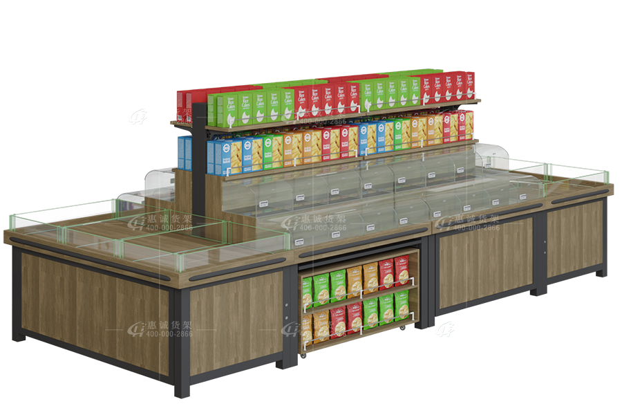 超市钢木中岛货架图片1-2