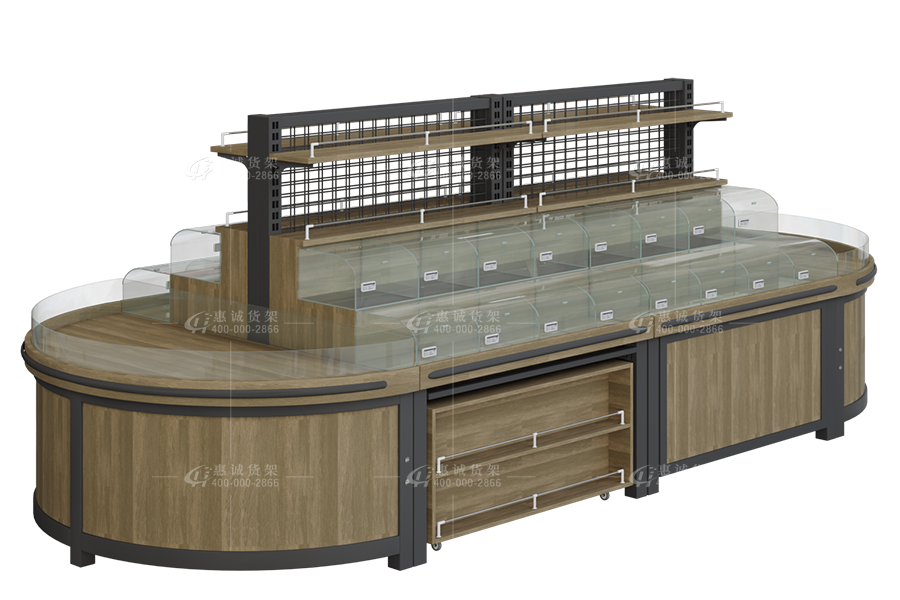 超市钢木中岛货架图片1-5