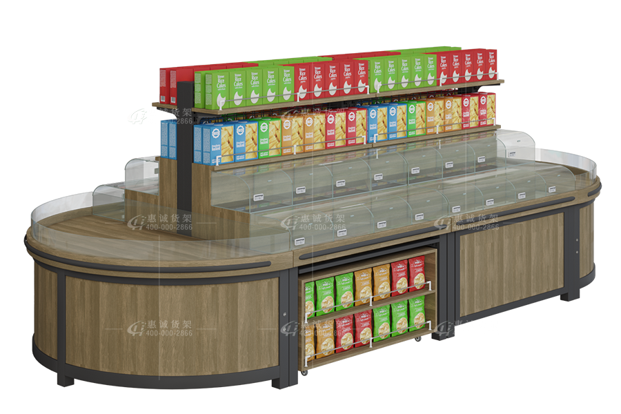 超市钢木中岛货架图片1-4