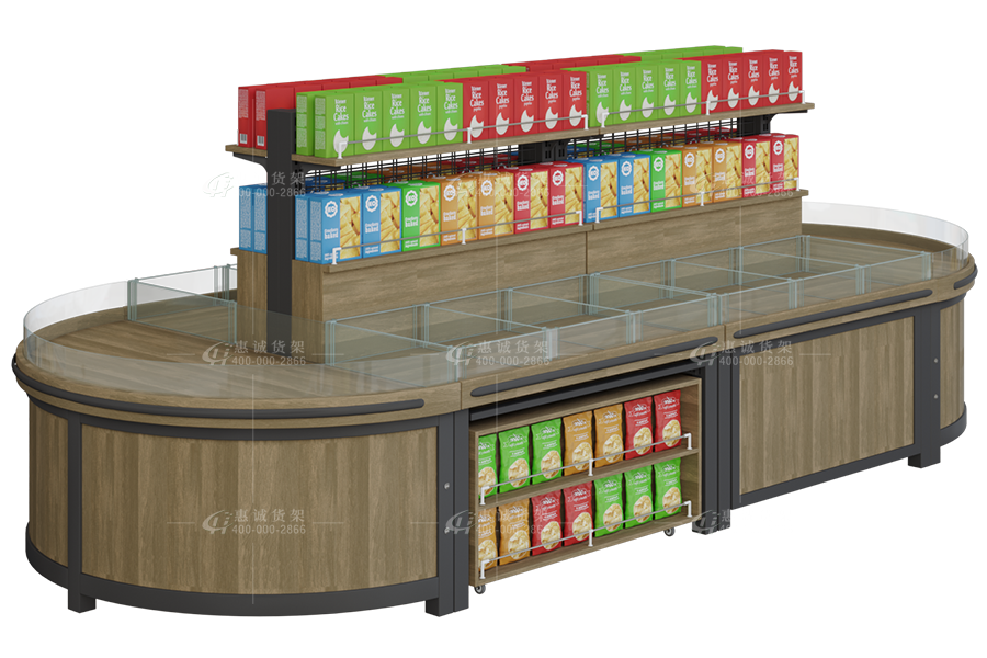 超市钢木中岛货架图片1-7