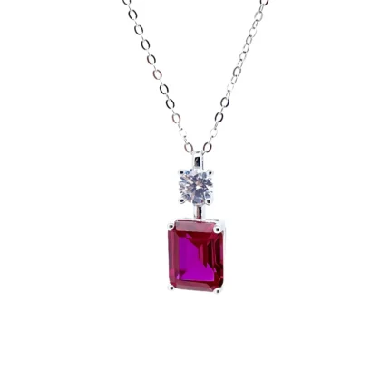 925 Silver Cultured Ruby Necklace A73-P1917997R