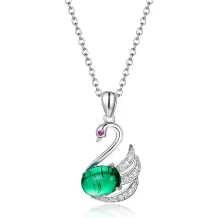 925 Silver Lab-Created Emerald Necklace - Model AT3-P2020303