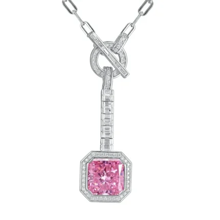 925 Silver Cubic Zirconia Pink Necklace P0340F