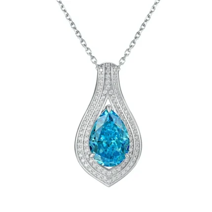 925 Silver Cubic Zirconia Blue Necklace P0622B