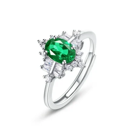 925 Silver Lab-Created Emerald Ring - Model A73-R2020874
