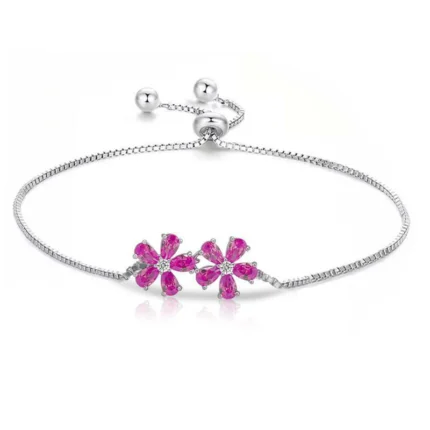 925 Silver Lab-Created Ruby Bracelet - Model A73-B2104292R