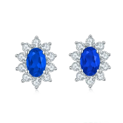 925 Silver Lab-Created Blue Sapphire Earrings - Model A73-E2020114B