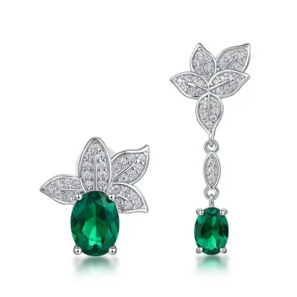 925 Silver Lab-Created Emerald Earrings - Model E0004