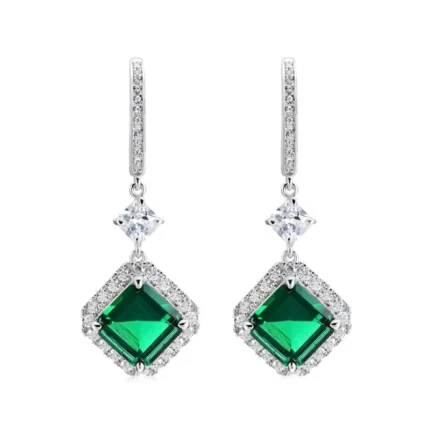 925 Silver Lab-Created Emerald Earrings - Model E0037