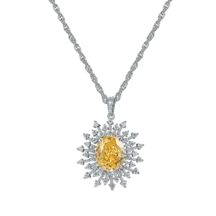 925 Silver Yellow Cubic Zirconia Pendant - Model P-039Y (Chain Not Included)