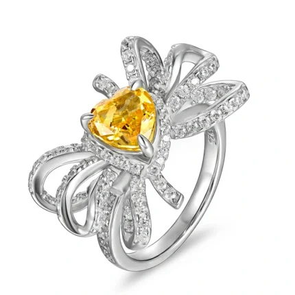 925 Silver Yellow Cubic Zirconia Ring - Model