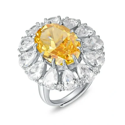 925 Silver Yellow Cubic Zirconia Ring - Model RS3074C1