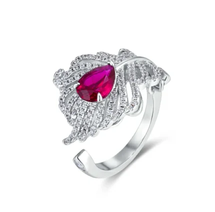 925 Silver Lab-Created Ruby Ring - Model ZHF-RDXY05R
