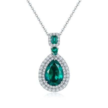 925 Silver Cultured Emerald Necklace ZHF00406