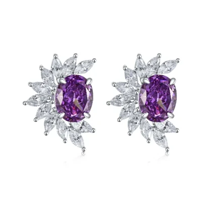 925 Silver Purple Cubic Zirconia Earrings ZHF—E0118