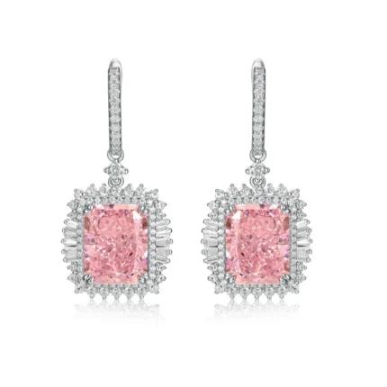 925 Silver Pink Cubic Zirconia Earrings ZHFE0501F