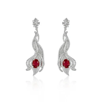 925 Silver Cultured Ruby Earrings ZHF-E0813R