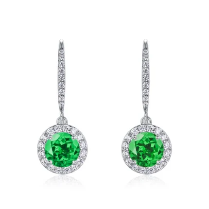925 Silver Lab-Created Emerald Earrings - Model ZHF-E1445
