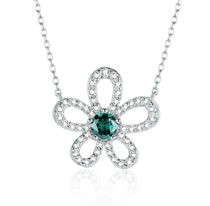 925 Silver Cultured Emerald Necklace ZHF-P3166-1