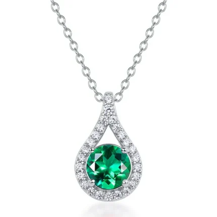 925 Silver Cultured Emerald Necklace ZHF-P5515L